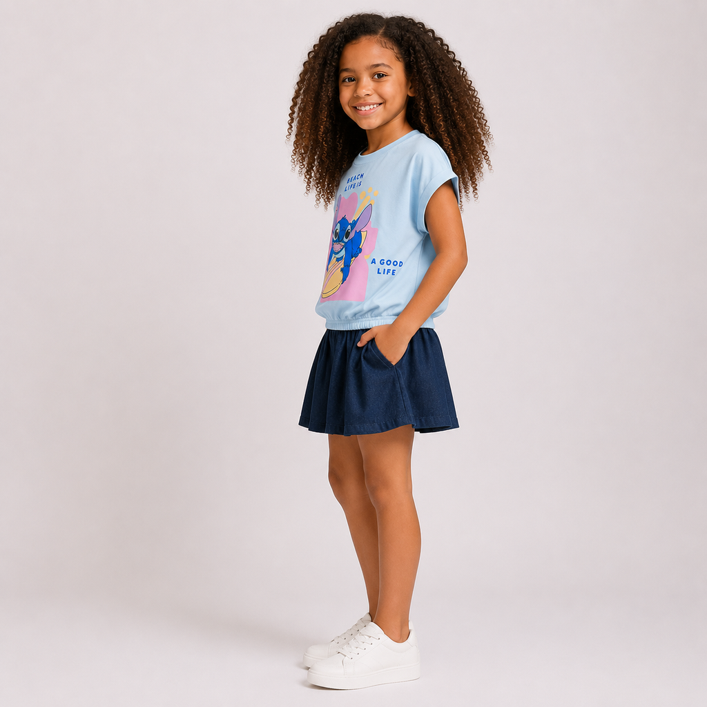 Girls' 2- Piece Stitch T-shirt and Skirt set