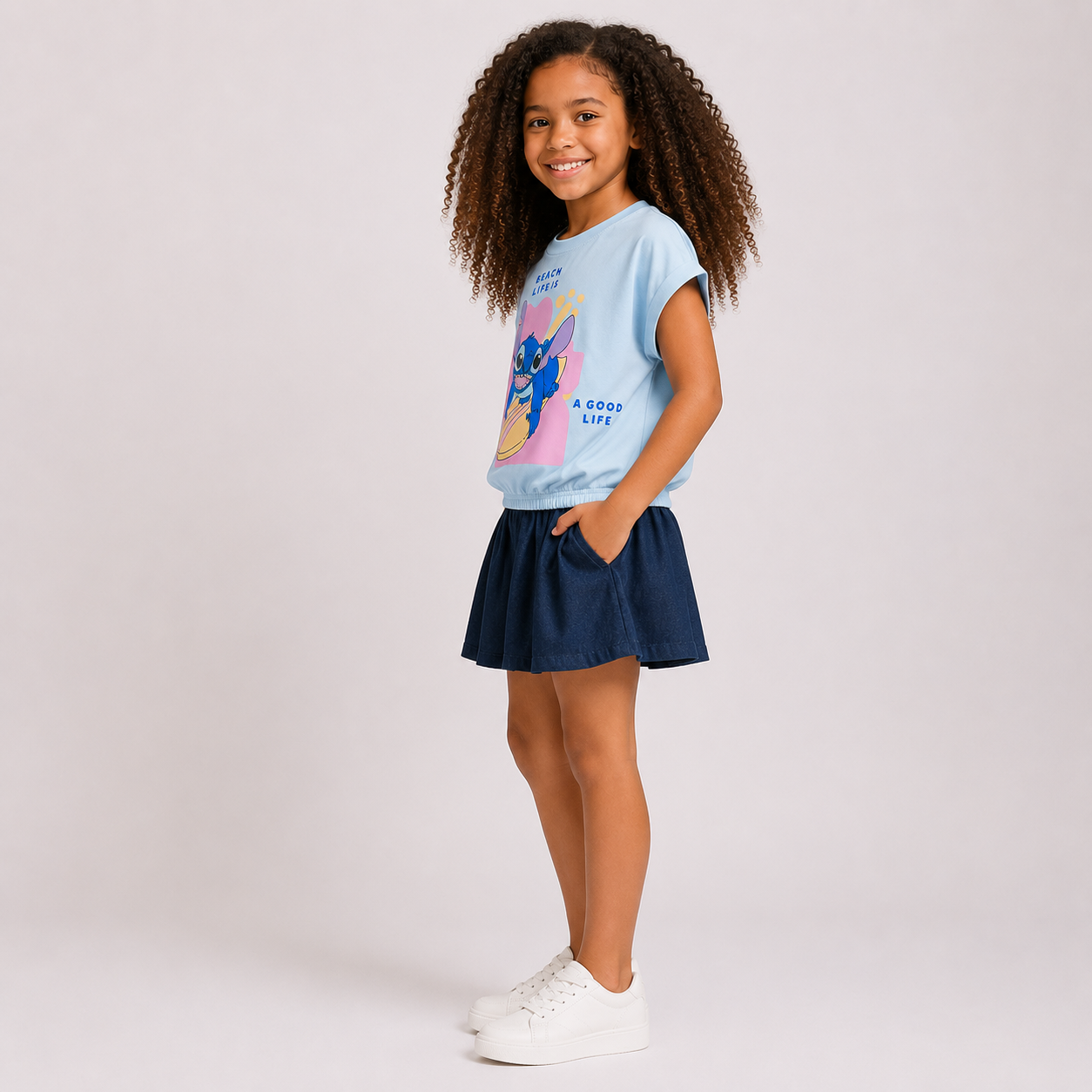 Girls' 2- Piece Stitch T-shirt and Skirt set