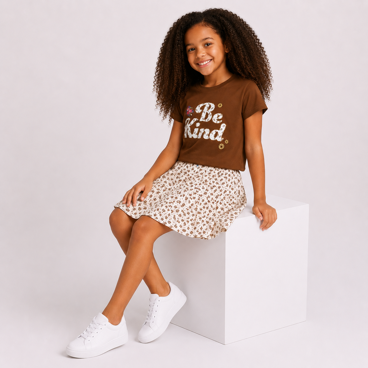 Girls' Be kind T-Shirt & Skirt Set