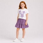 Girls' 2-piece set with a short-sleeve t-shirt and a short skirt set