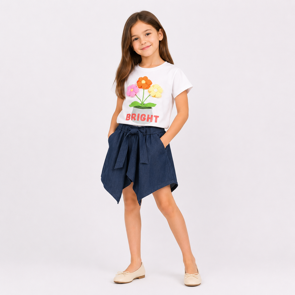 Girls' Bright T-Shirt & Skirt Set