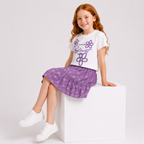 Girls' 2-piece set with a short-sleeve t-shirt and a short skirt set