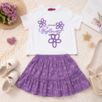 Girls' 2-piece set with a short-sleeve t-shirt and a short skirt set