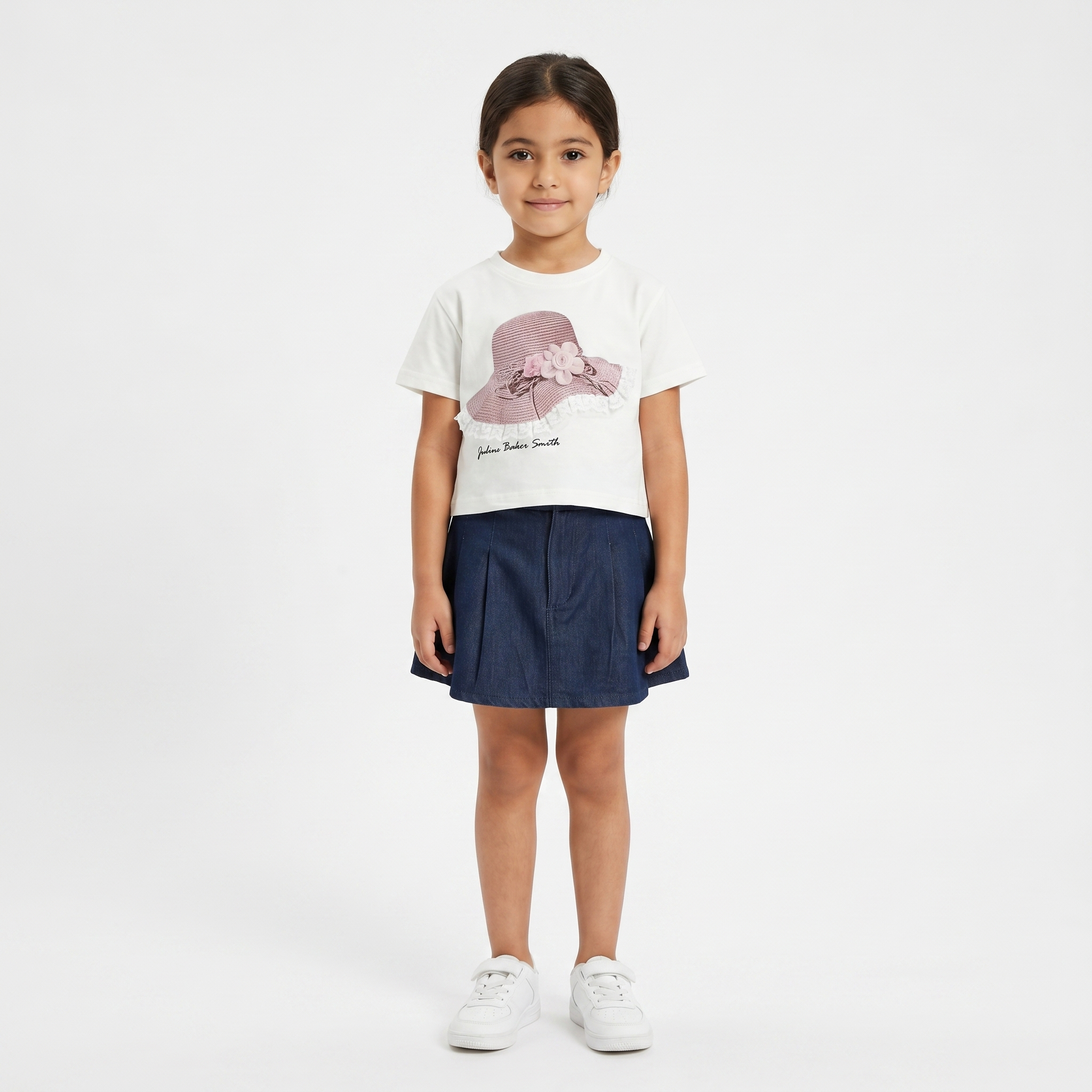 Girls' Flower Cap T-Shirt & Skirt set