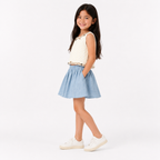 Girls'2-piece outfit featuring a short-sleeve top and a pleated short skirt Set.