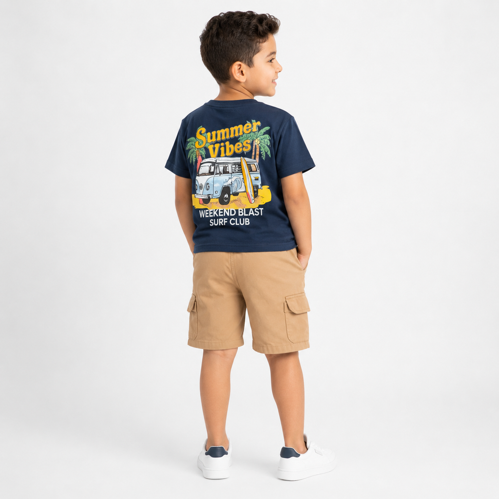 Boys' Good Vibes Print T-Shirt & Shorts Set