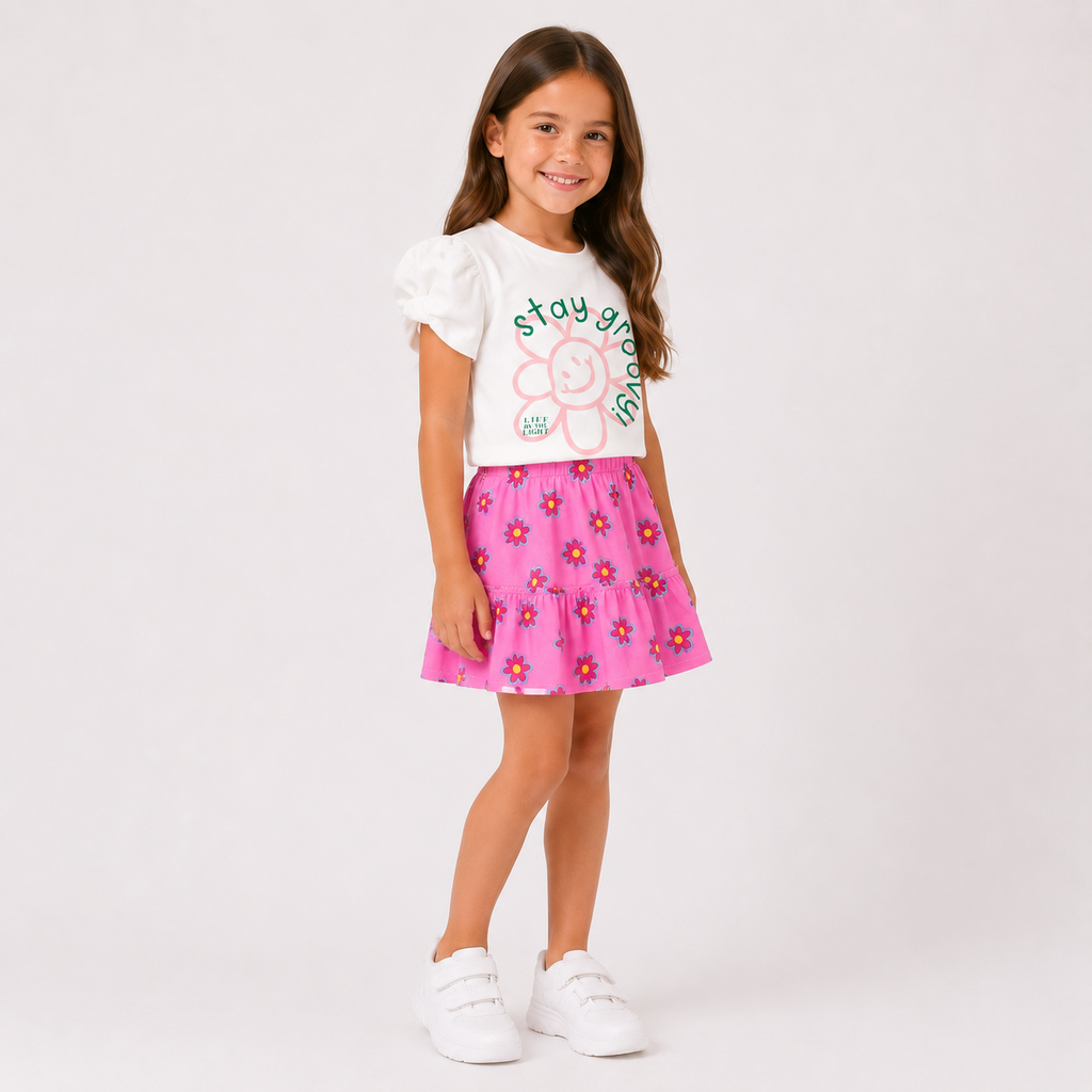 Girls' 2-piece set. T-shirt and skirt set