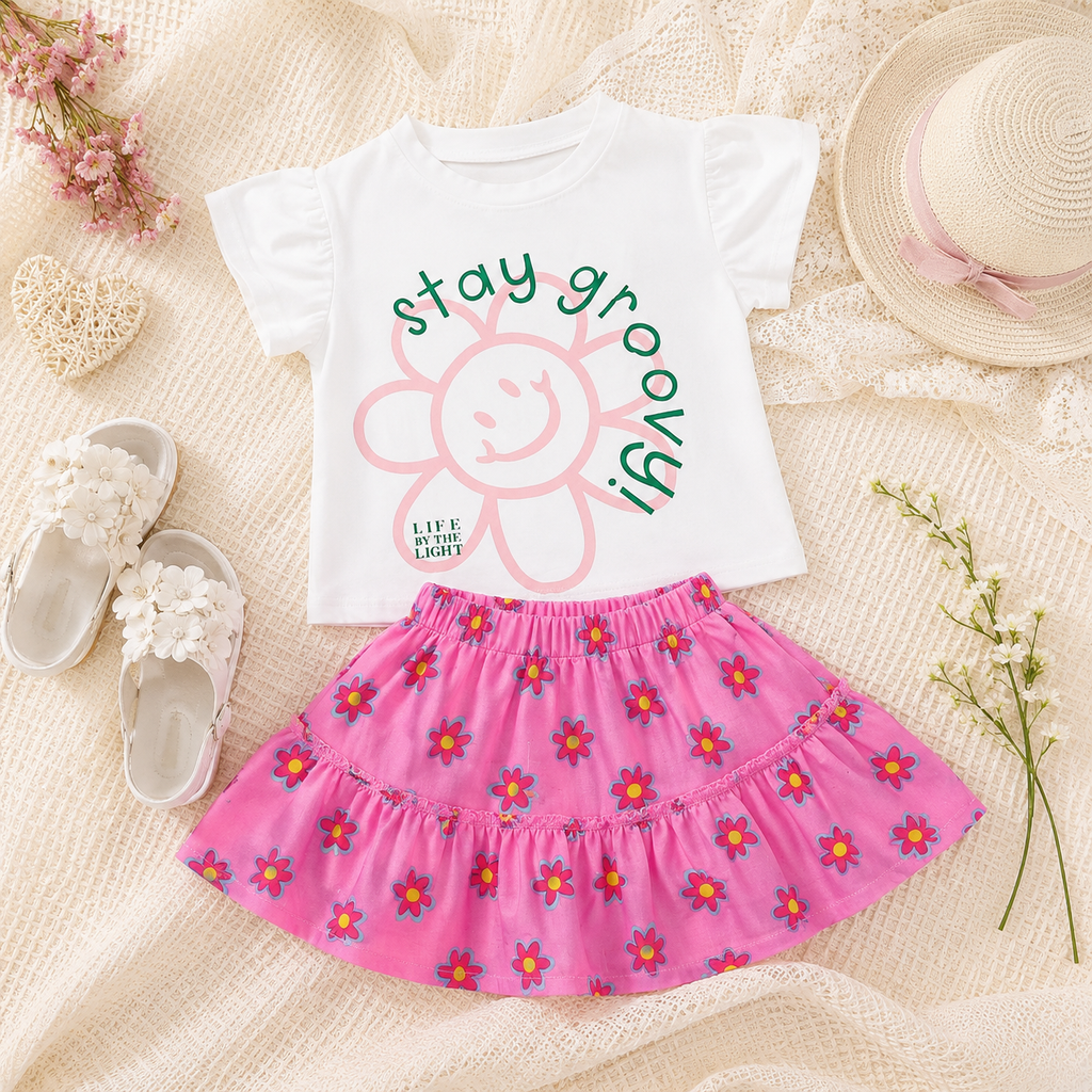 Girls' 2-piece set. T-shirt and skirt set