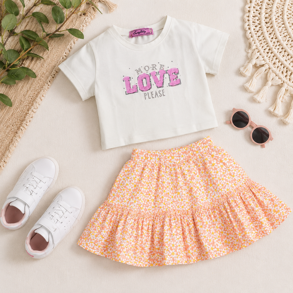 Girls' More Love Please Print set