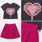 Girls' Printed Heart T-Shirt & Skirt set