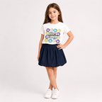 Girls' 2-piece set with a short-sleeve t-shirt and  skirt set