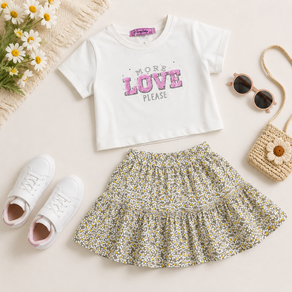 Girls' More Love Please Print set