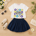 Girls' 2-piece set with a short-sleeve t-shirt and  skirt set