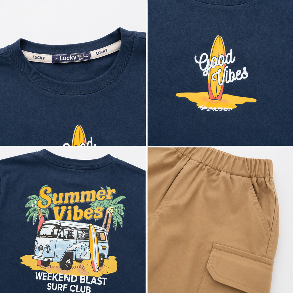Boys' Good Vibes Print T-Shirt & Shorts Set