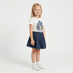 Girls' Blue Flowers T-Shirt & Skirt set