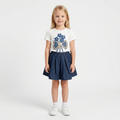 Girls' Blue Flowers T-Shirt & Skirt set