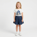 Girls' Blue Flowers T-Shirt & Skirt set