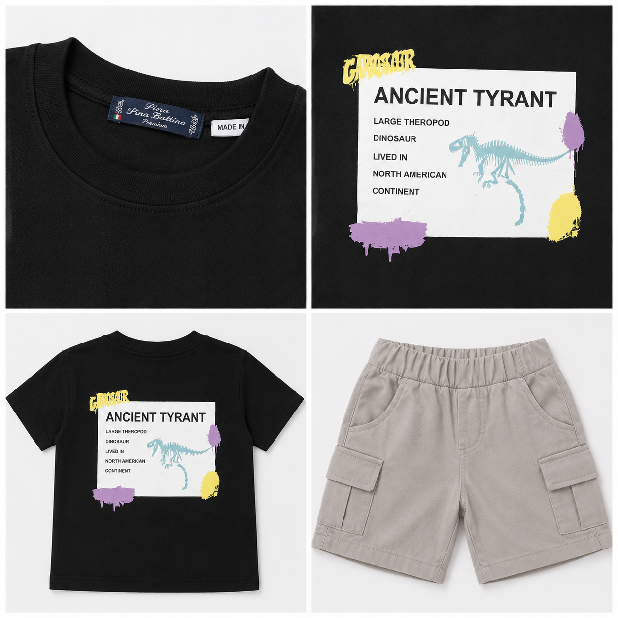 Boys' Dinosaur Print T-Shirt & Shorts Set