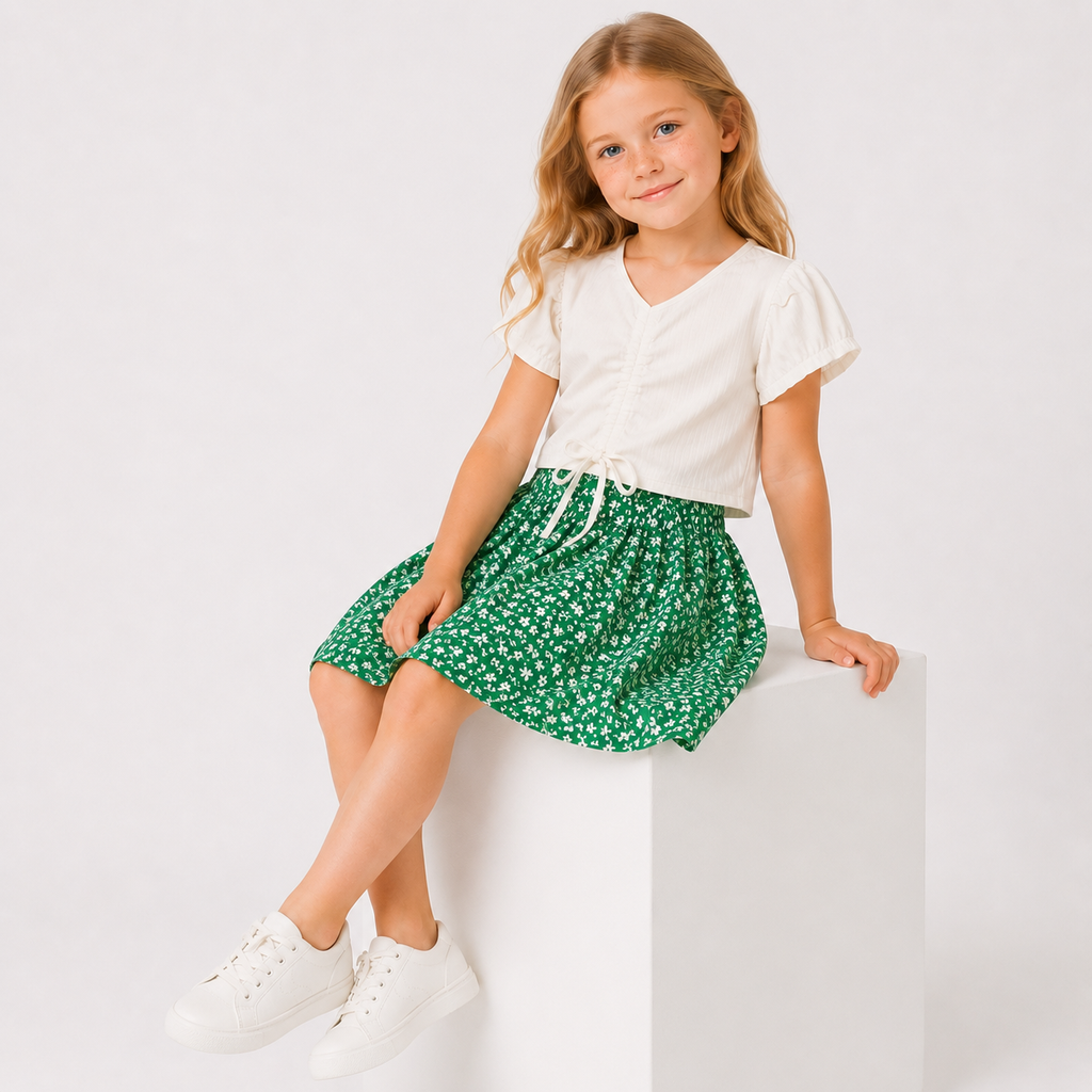 Girls' Casual T-Shirt & Skirt set
