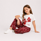 Girls'  2-piece set with a short-sleeve t-shirt and wide-leg pants
