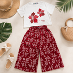 Girls'  2-piece set with a short-sleeve t-shirt and wide-leg pants