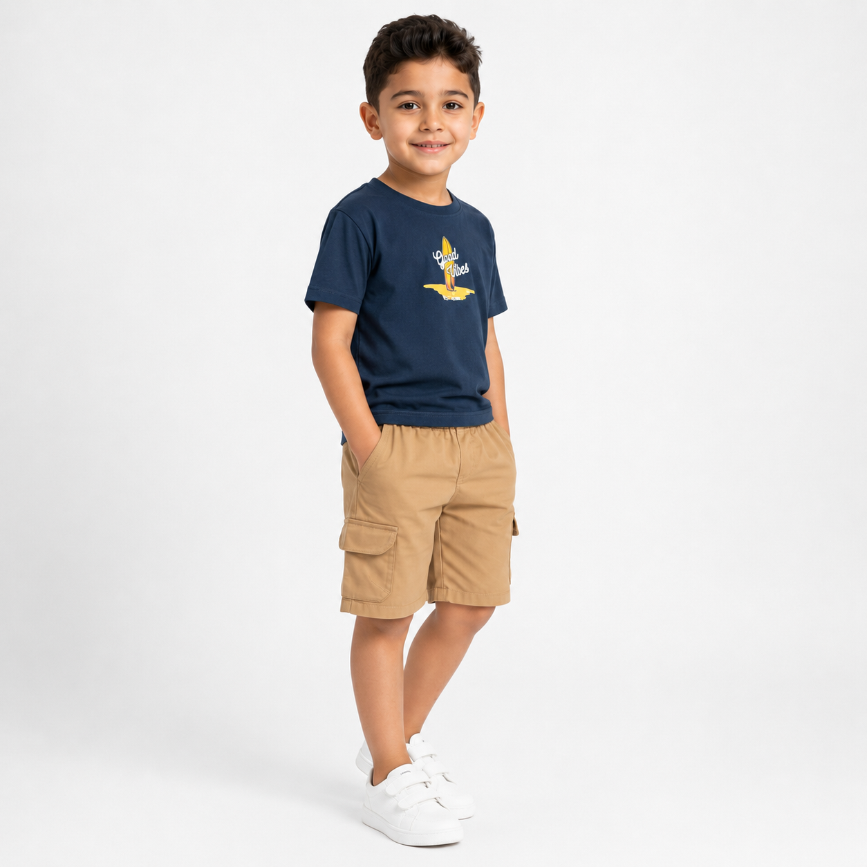 Boys' Good Vibes Print T-Shirt & Shorts Set