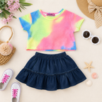 Girls' Short-sleeve 2-piece skirt set