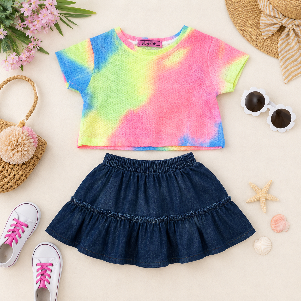 Girls' Short-sleeve 2-piece skirt set