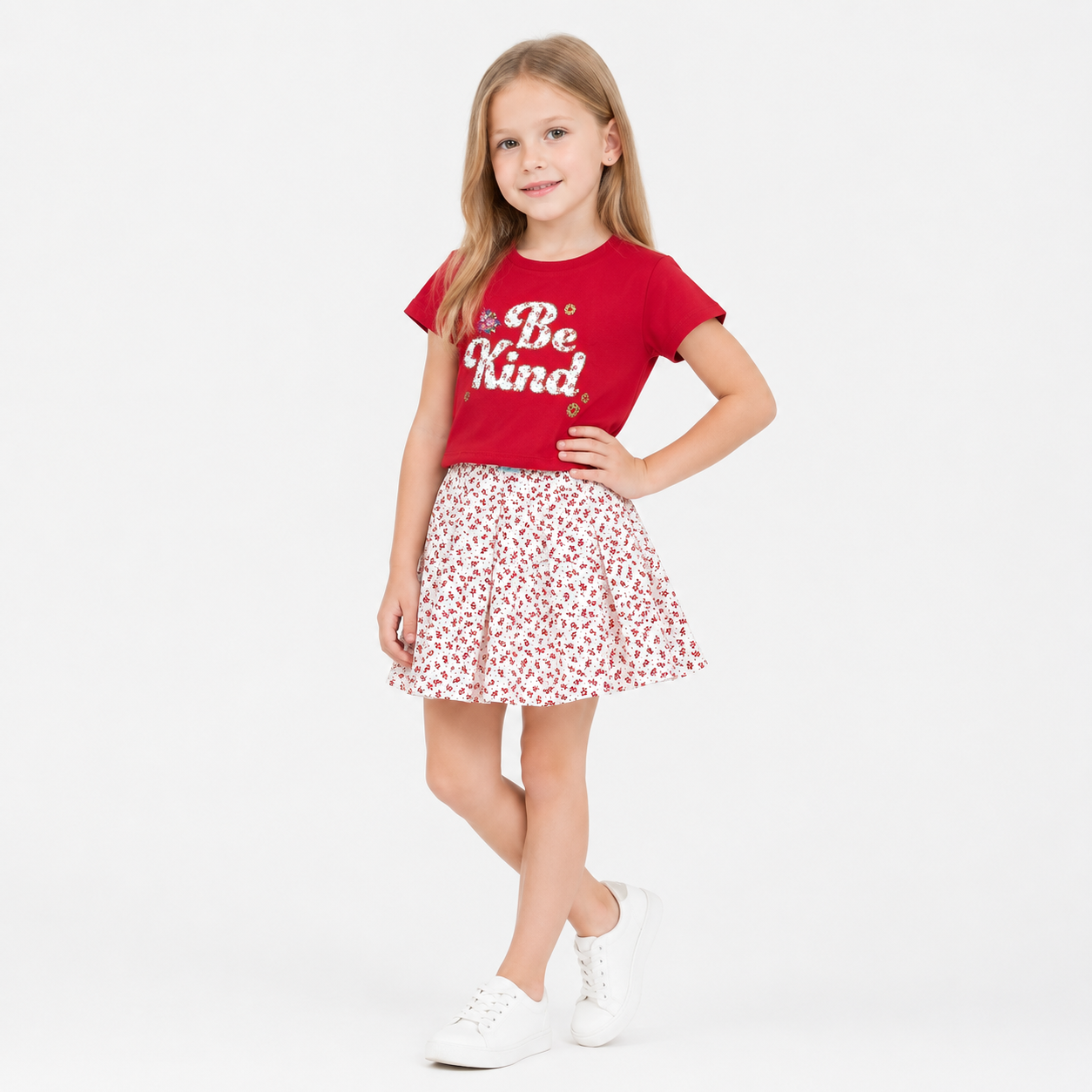Girls' Be kind T-Shirt & Skirt Set
