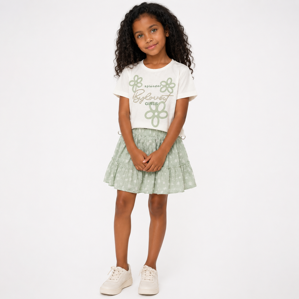 Girls' Flower T-Shirt & Skirt set