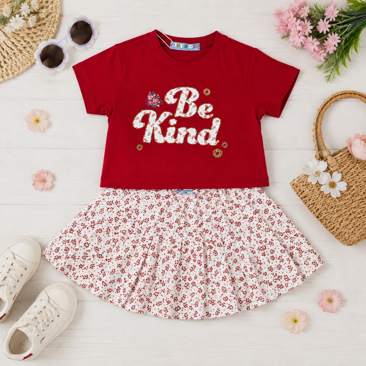 Girls' Be kind T-Shirt & Skirt Set