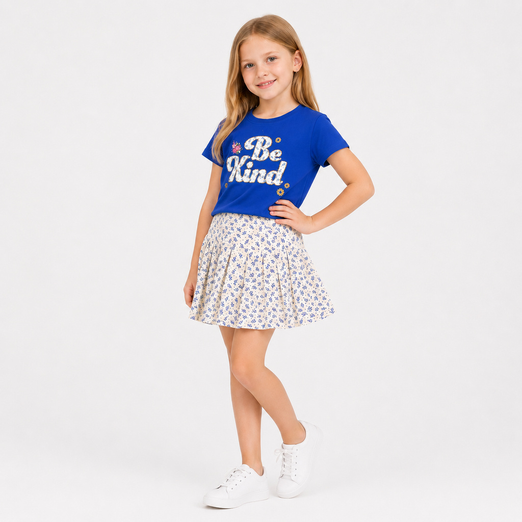 Girls' Be kind T-Shirt & Skirt Set