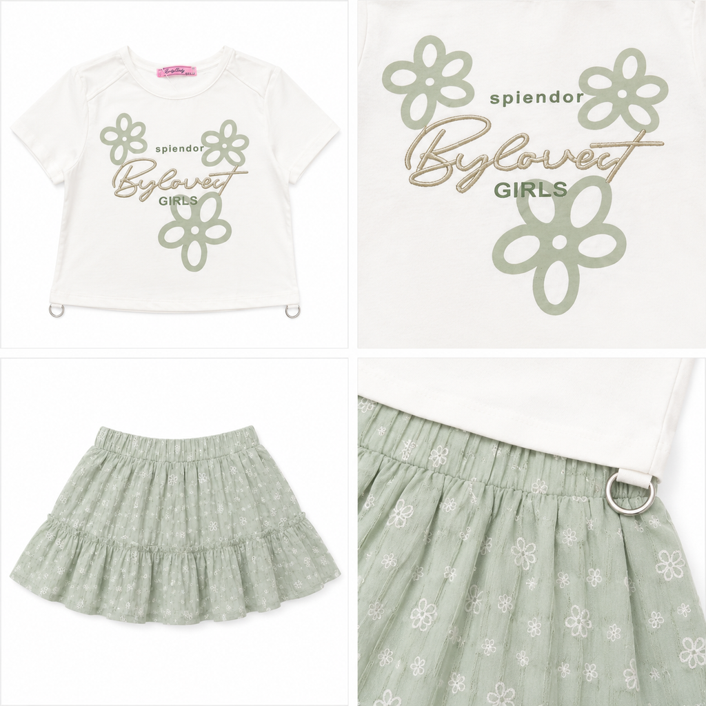 Girls' Flower T-Shirt & Skirt set