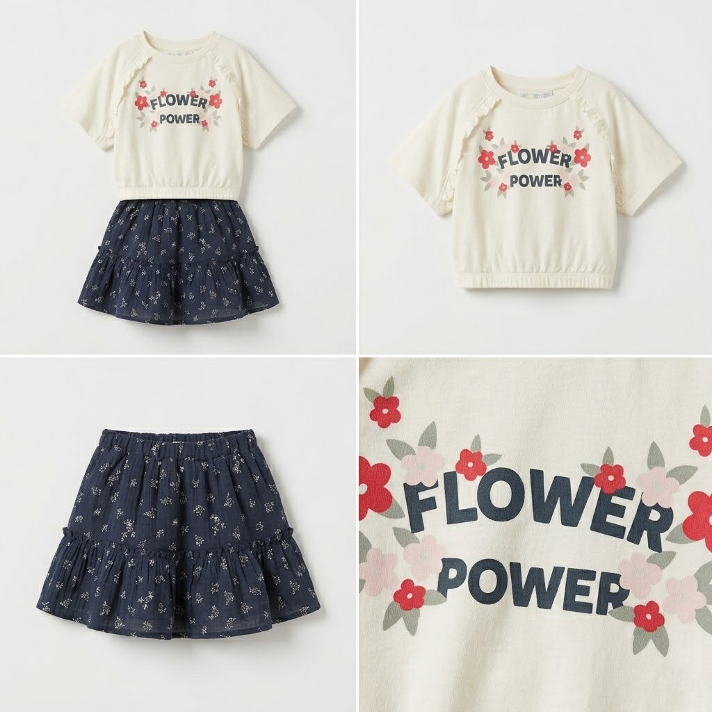 Girls' Flower Power T-Shirt & Skirt set