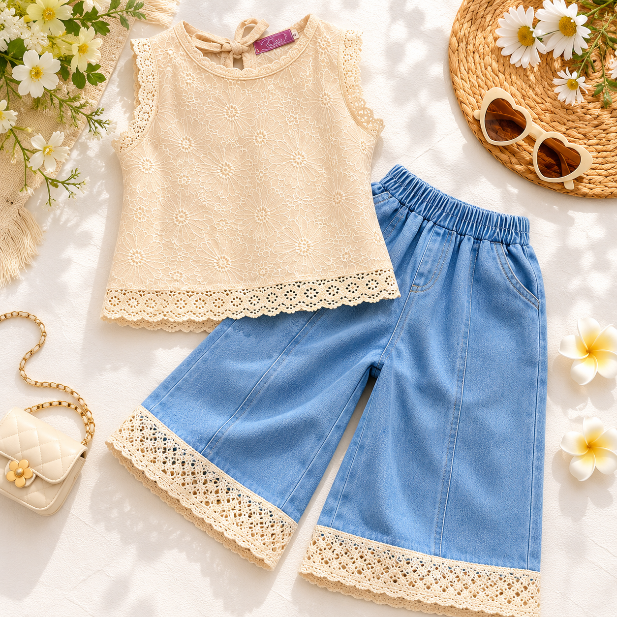 Girls' Boho-chic style T-Shirt & Skirt Set