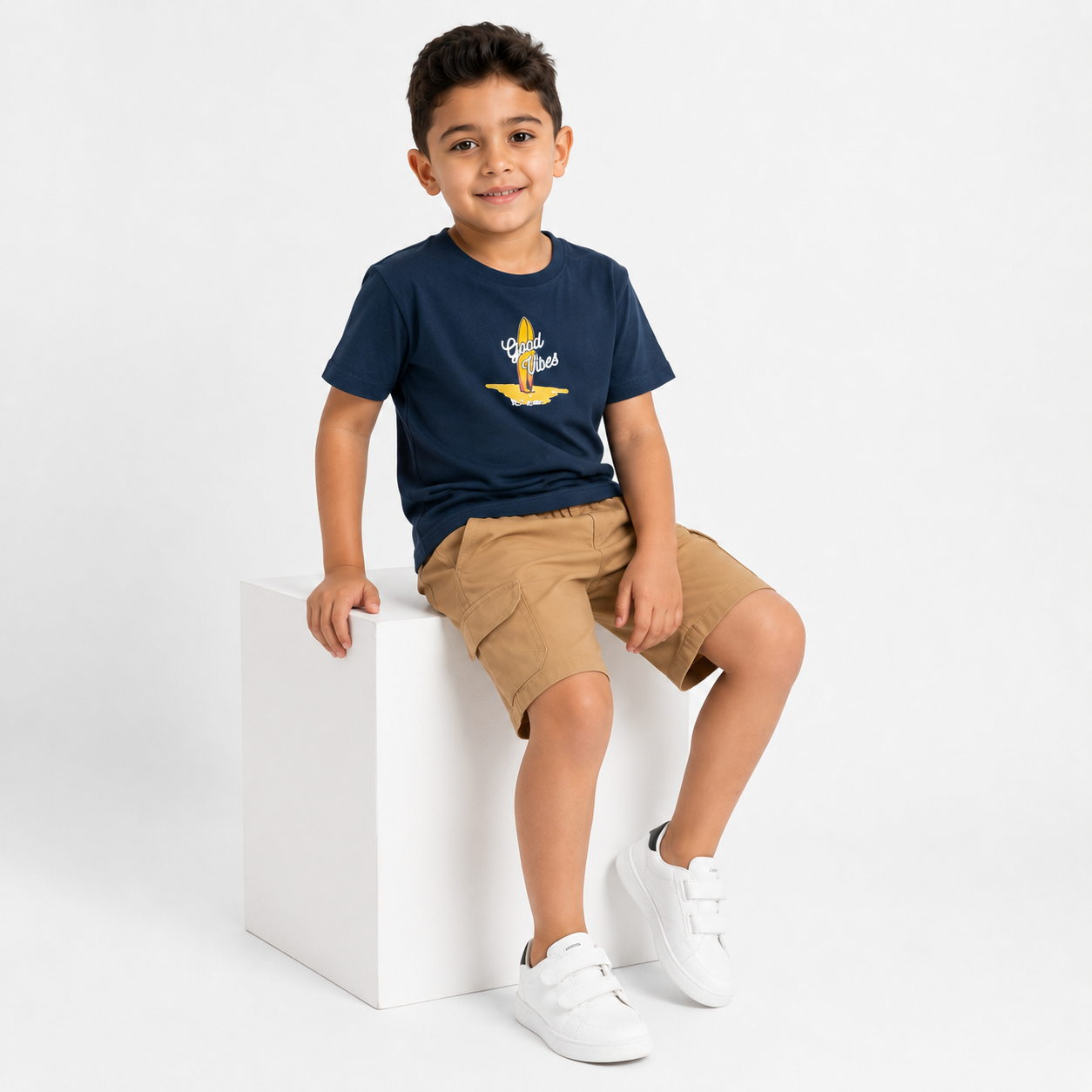 Boys' Good Vibes Print T-Shirt & Shorts Set