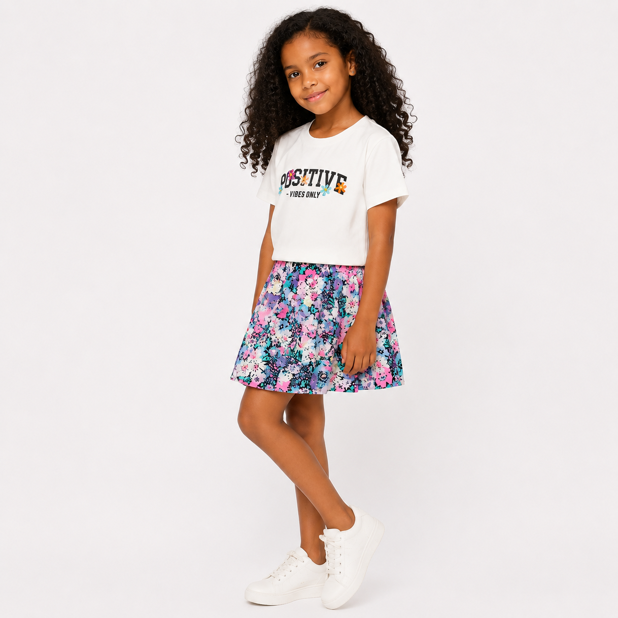 Girls' Positive T-Shirt & Skirt set