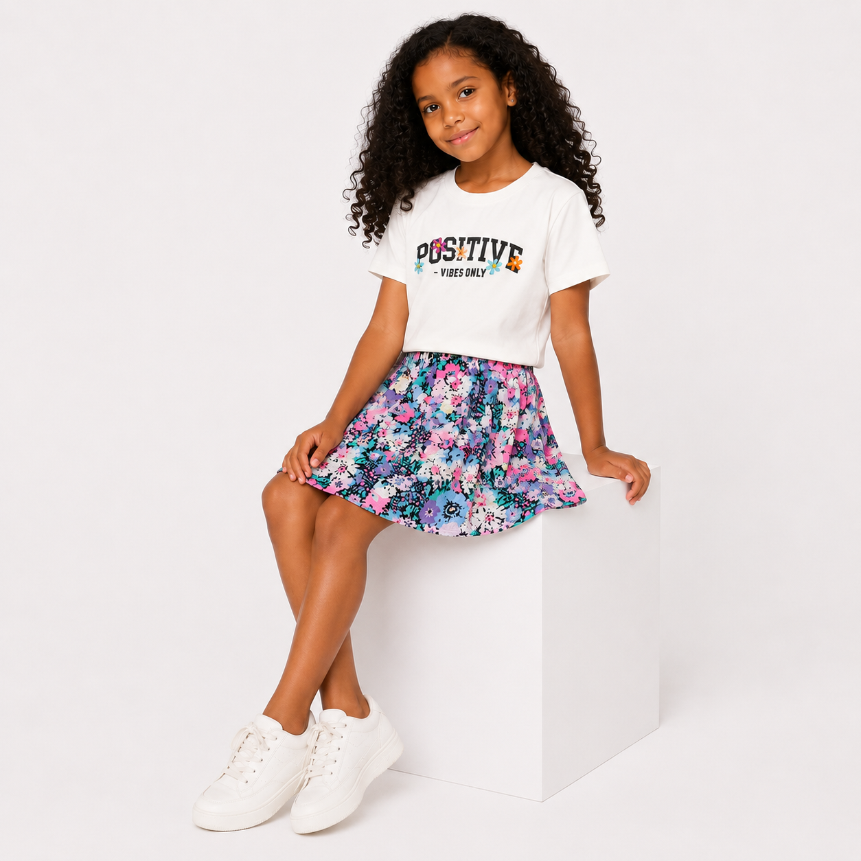 Girls' Positive T-Shirt & Skirt set
