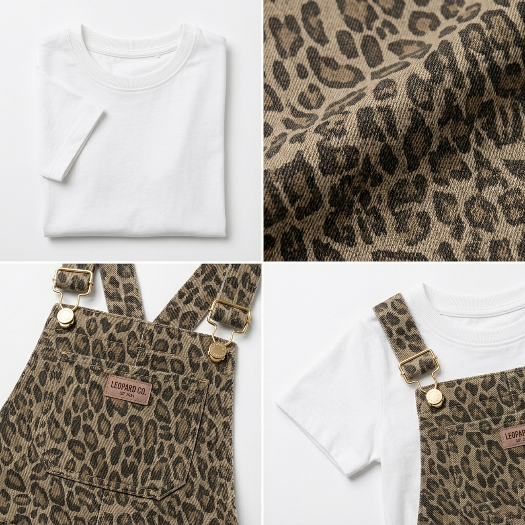 Girls' Leopard Print Overall Set