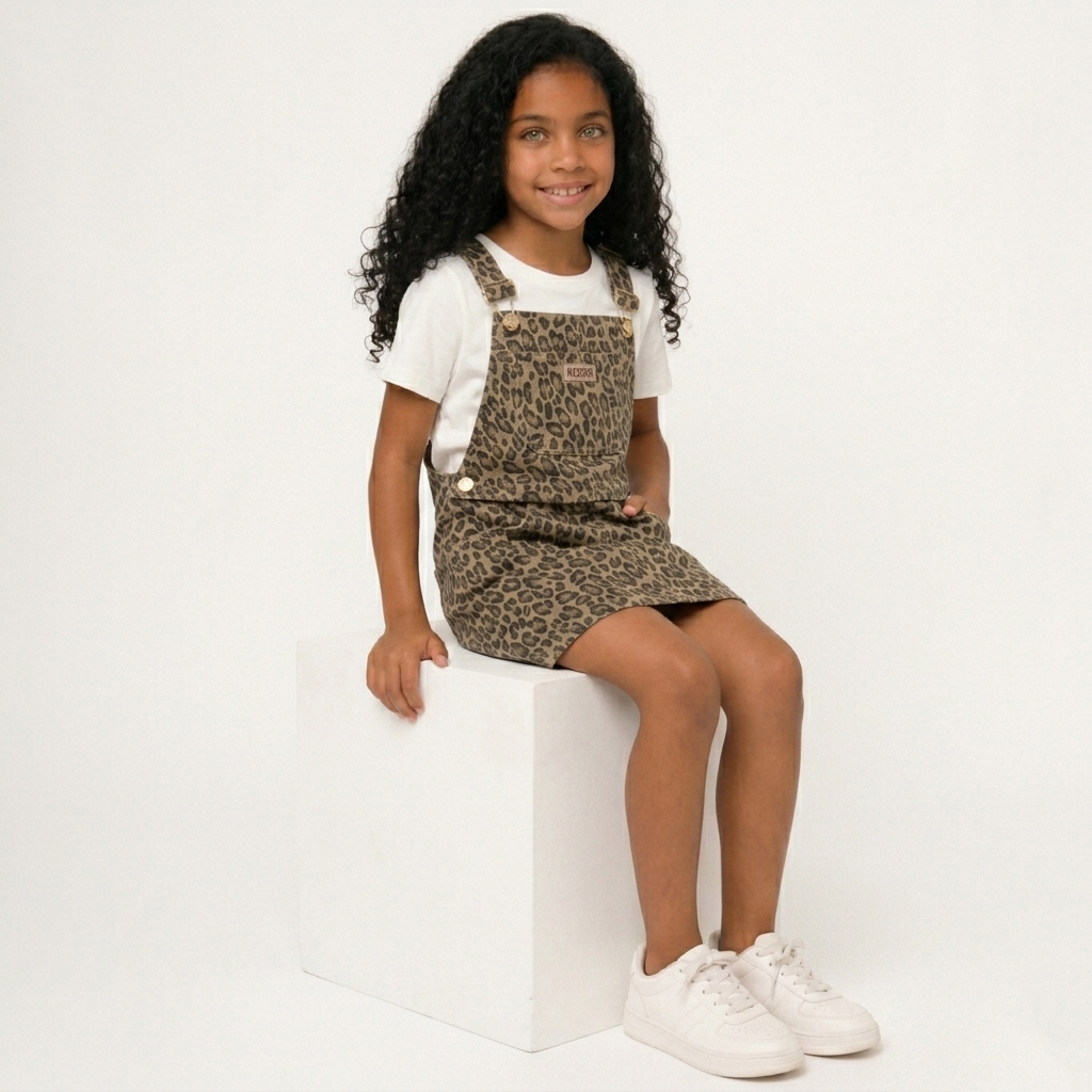 Girls' Leopard Print Overall Set