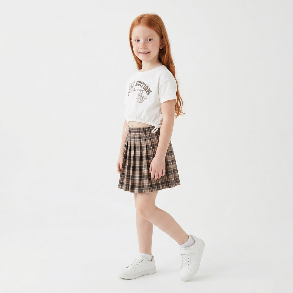 Girls' Cute Edition T-shirt & Skirt set