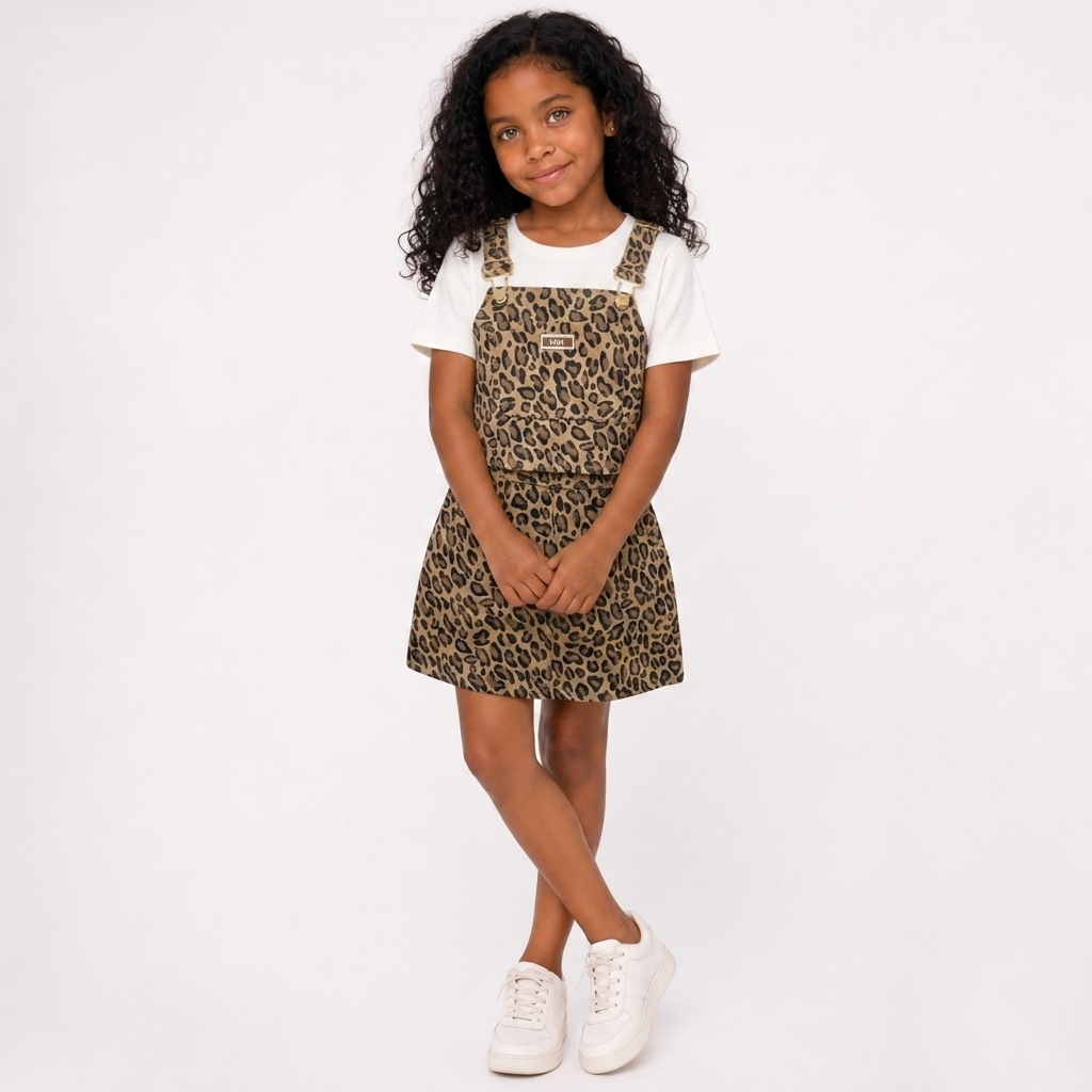 Girls' Leopard Print Overall Set