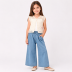 Girls'  3-piece outfit featuring a Top and wide-leg pants.