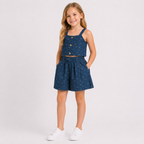 Girls' "2-piece set with a Crop Top and a Short Skirt.