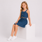 Girls' "2-piece set with a Crop Top and a Short Skirt.