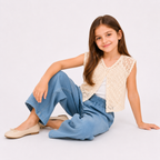 Girls'  3-piece outfit featuring a Top and wide-leg pants.
