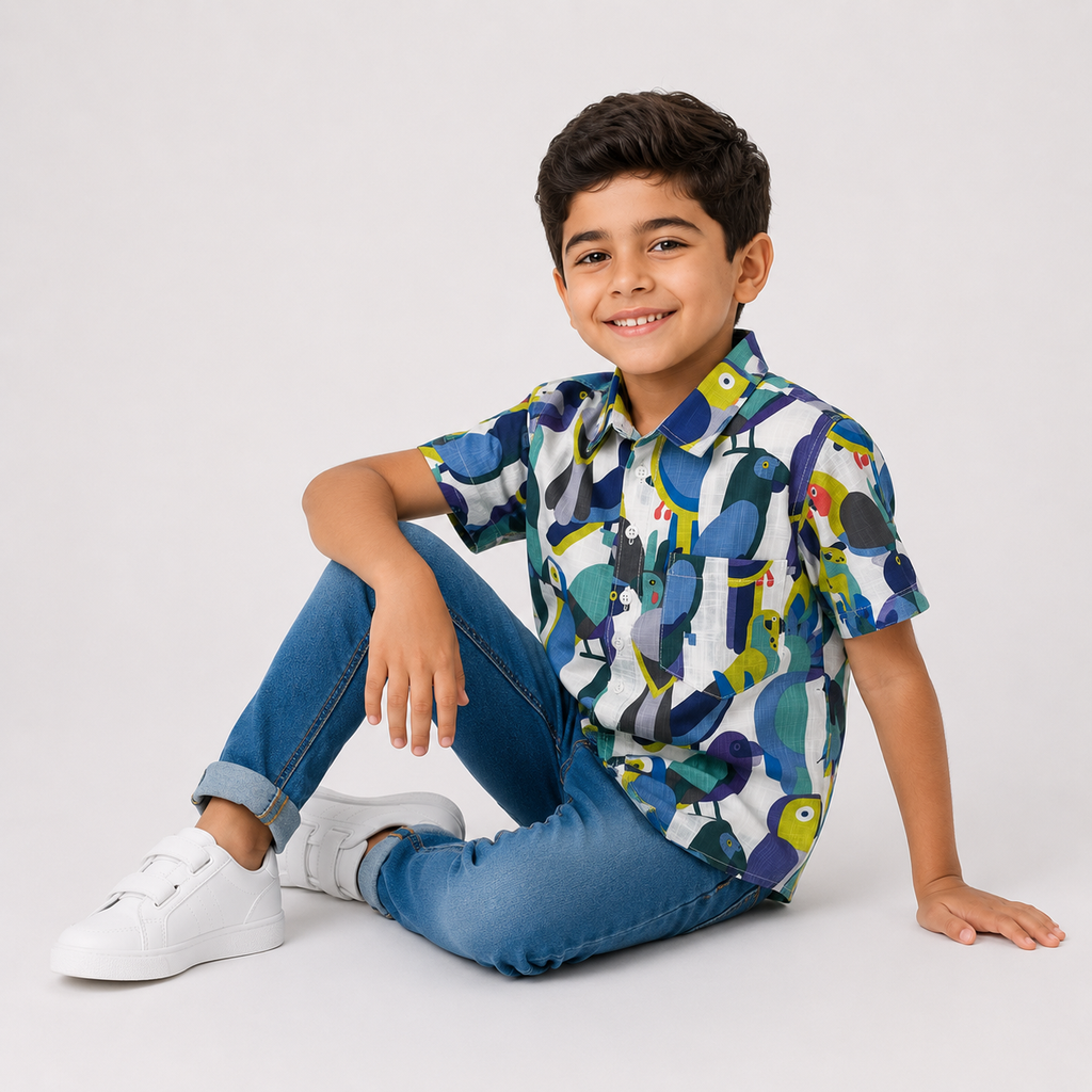 Boys' Cool shirt with parrot prints