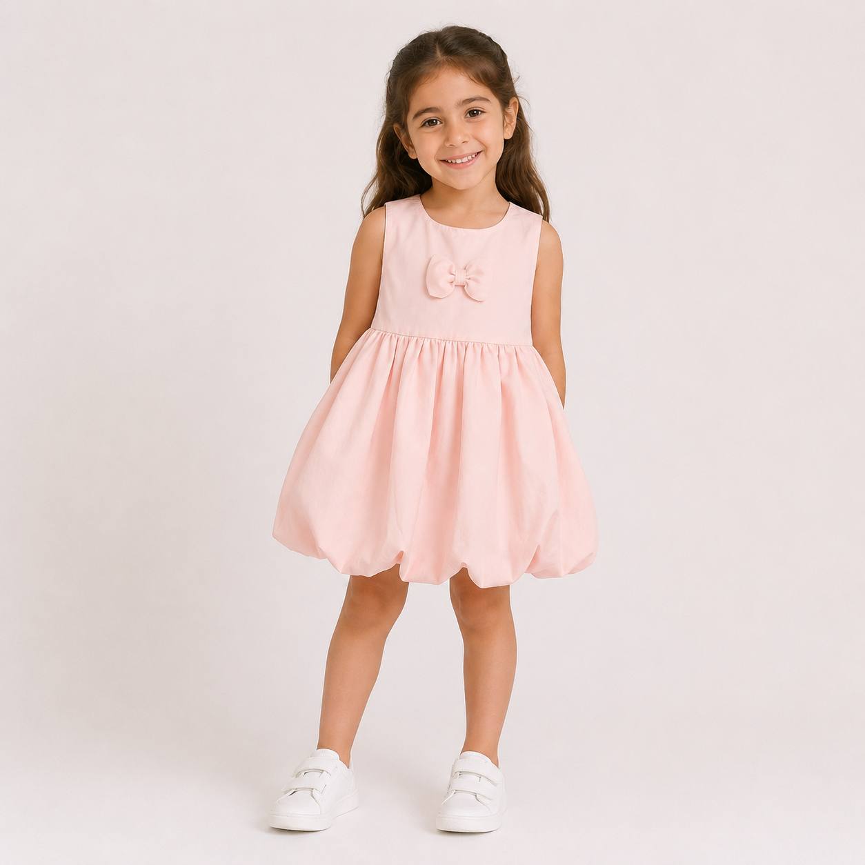 Girls' Cute  dress with a bow accent on the chest set