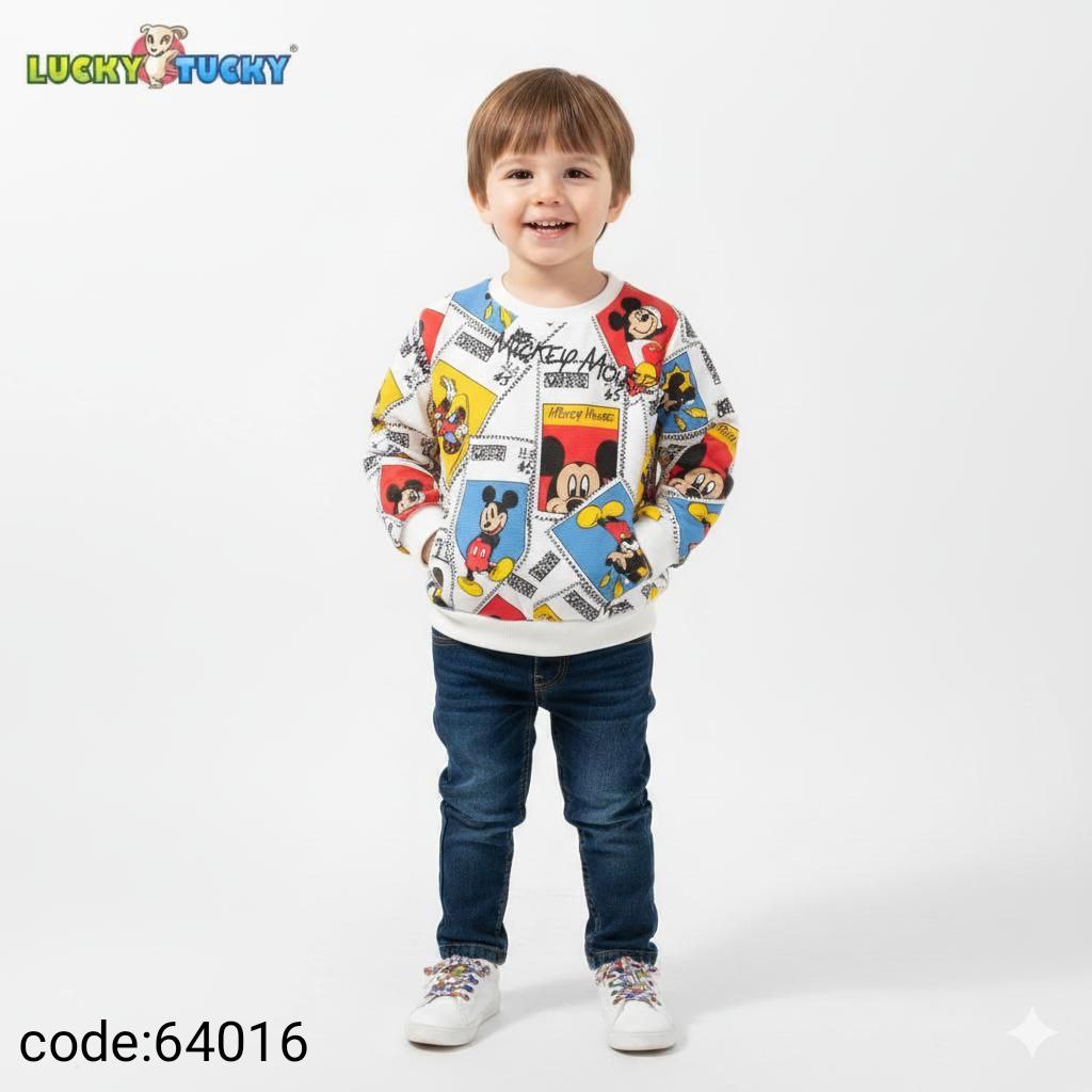 Boys Winter Sweatshirt with Cartoon Print – Mickey Style