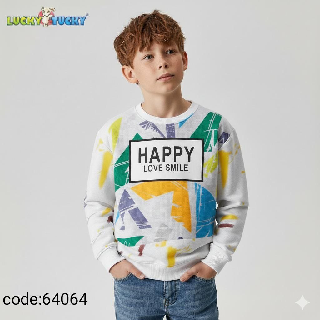 Boys White Graphic Sweatshirt – Happy Love Smile